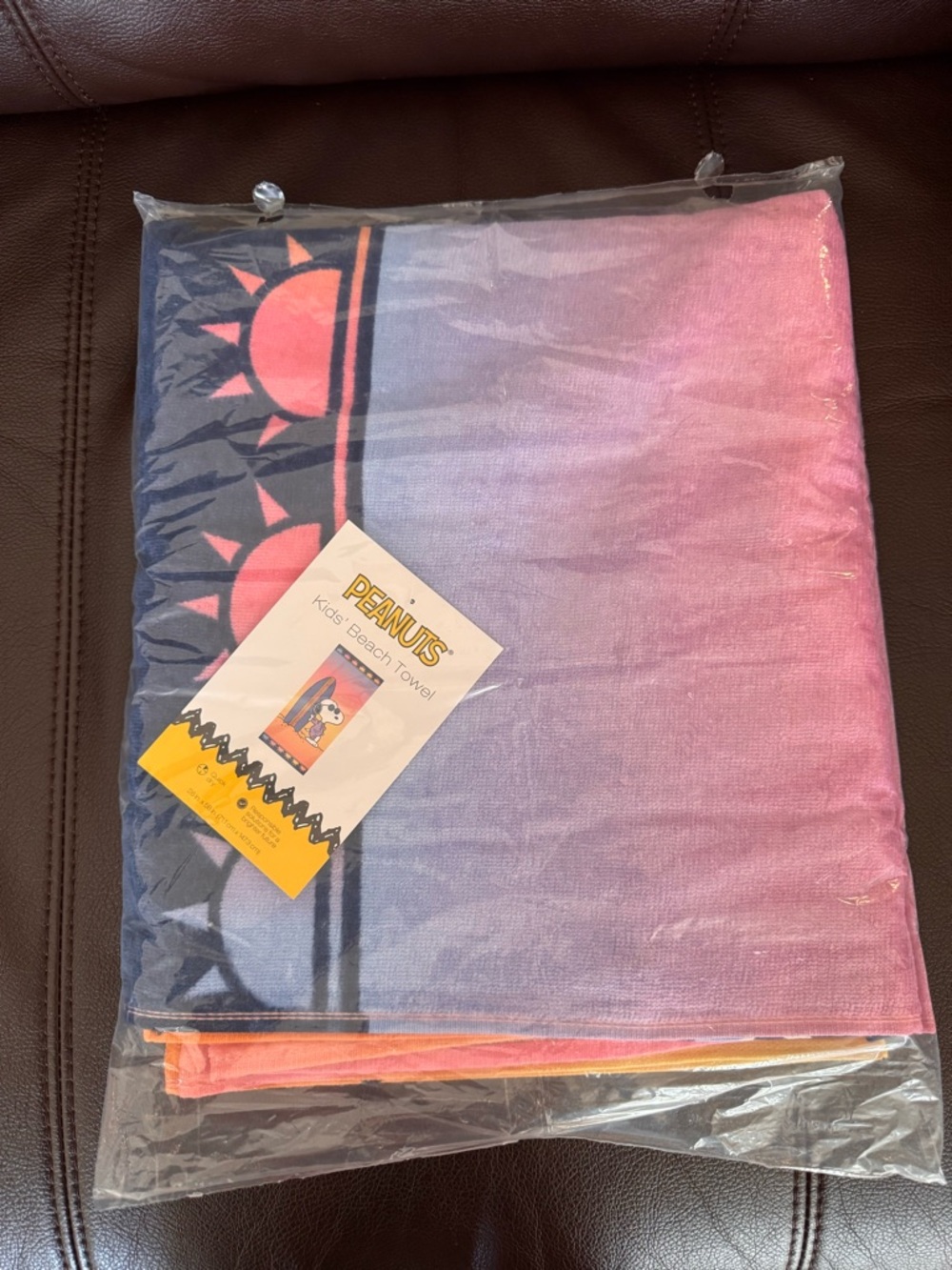 Peanuts Snoopy Summer Beach Towel - Pink Gradient with Navy Accents 28” x 58”